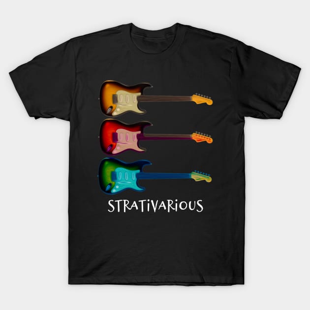 Strativarious - Electric Guitar (on dark) T-Shirt by nickcarpenter